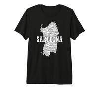 Recuerdo de Cerdeña con Mapa y Ciudades de Cerdeña Camiseta Premium