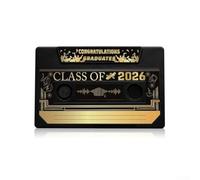 Recuerdo de graduación activado por voz para clase de 2026, diseñado como una cinta de casete nostálgica con grabación de 300 segundos (negro)