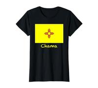 Recuerdo de la Bandera de Chama, Nuevo México, EE. UU. Camiseta gráfica económica, Mujer, Negro, L