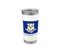 Recuerdo de la bandera de Estados Unidos de Stamford Connecticut Vaso térmico de acero inoxidable de doble pared