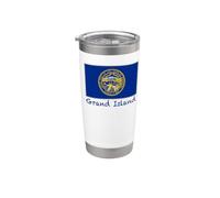 Recuerdo de la bandera de Grand Island Nebraska USA Vaso térmico de acero inoxidable de doble pared