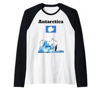 Recuerdo de la Bandera de la Antártida Amante de los pingüinos Viaje antártico Camiseta Manga Raglan