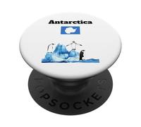 Recuerdo de la Bandera de la Antártida Amante de los pingüinos Viaje antártico PopSockets PopGrip Adhesivo