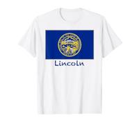 Recuerdo de la Bandera de Lincoln Nebraska USA Camiseta gráfica económica