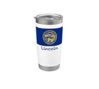 Recuerdo de la bandera de Lincoln Nebraska USA Vaso térmico de acero inoxidable de doble pared