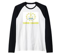 Recuerdo de la Bandera de Rhode Island USA Camiseta Manga Raglan