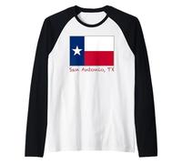 Recuerdo de la Bandera de San Antonio Texas USA Camiseta Manga Raglan