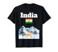 Recuerdo de la India Snowleopard Himalaya Amante de la Bandera India Camiseta