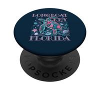 Recuerdo de playa colorido para amantes de las tortugas de Long Boat Key FL PopSockets PopGrip Adhesivo