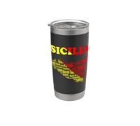 Recuerdo de Sicilia con mapa y nombres de ciudades sicilianas, Italia Vaso térmico de acero inoxidable de doble pared