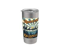 Recuerdo de sol retro vintage de Kalispell Montana Flathead Lake Vaso térmico de acero inoxidable de doble pared