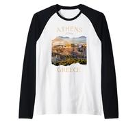 Recuerdo de Vacaciones de la Acrópolis y el Partenón en Atenas, Grecia Camiseta Manga Raglan