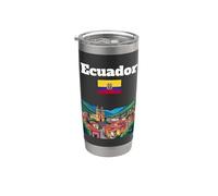 Recuerdo de viaje a Ecuador amante de la ciudad de Quito bandera de Ecuador Vaso térmico de acero inoxidable de doble pared