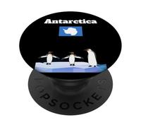 Recuerdo de Viaje antártico Amante de los pingüinos Bandera de la Antártida PopSockets PopGrip Adhesivo