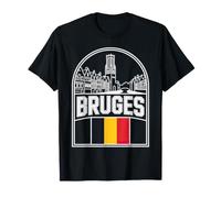 Recuerdo de Viaje Brujas Bélgica Bold Outline Camiseta