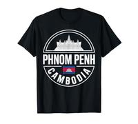 Recuerdo de Viaje con Emblema Circular de Camboya de Phnom Penh Camiseta