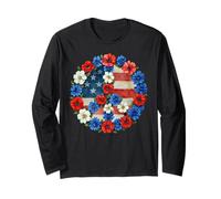 Recuerdo de Viaje con símbolo de Paz Floral con Bandera de Francia Manga Larga