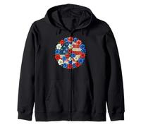 Recuerdo de Viaje con símbolo de Paz Floral con Bandera de Francia Sudadera con Capucha