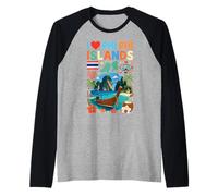 Recuerdo de Viaje de Tailandia I Love Phi Phi Islands Camiseta Manga Raglan