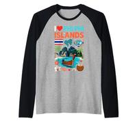 Recuerdo de Viaje de Tailandia I Love Phi Phi Islands Camiseta Manga Raglan