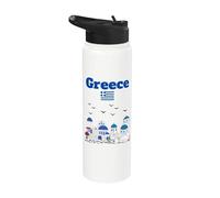 Recuerdo de viaje griego Arquitectura de la isla griega Bandera de Grecia Stainless Steel Insulated Water Bottle