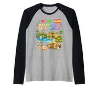 Recuerdo de Viaje I Love Palma De Mallorca España Camiseta Manga Raglan
