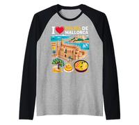 Recuerdo de Viaje I Love Palma De Mallorca España Camiseta Manga Raglan