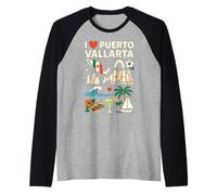 Recuerdo de Viaje I Love Puerto Vallarta México Camiseta Manga Raglan