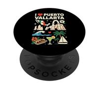 Recuerdo de Viaje I Love Puerto Vallarta México PopSockets PopGrip Adhesivo
