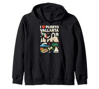 Recuerdo de Viaje I Love Puerto Vallarta México Sudadera con Capucha