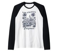Recuerdo de Viaje Minimalista del Horizonte de California de Los Ángeles Camiseta Manga Raglan