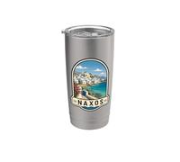 Recuerdo de viaje Naxos Grecia Templo Apolo Design Vaso térmico de acero inoxidable de doble pared