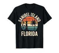 Recuerdo de Viaje Retro al Atardecer de Sanibel Island Florida Camiseta