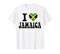 Recuerdo de Viaje Retro con Bandera de corazón I Love Jamaica Camiseta