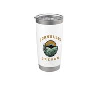 Recuerdo de viaje vintage con paisajes montañosos de Corvallis Oregon Vaso térmico de acero inoxidable de doble pared