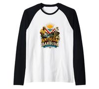 Recuerdo de Viaje Vintage de Antigua y Barbuda Camiseta Manga Raglan