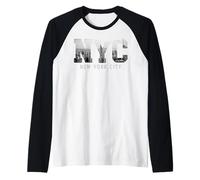 Recuerdo del Horizonte de la Ciudad de Nueva York de Nueva York Camiseta Manga Raglan
