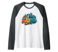 Recuerdo del Horizonte de Madrid con Graffiti Camiseta Manga Raglan
