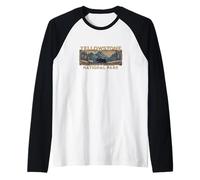 Recuerdo del Parque Nacional Yellowstone Wyoming Idaho Montana Camiseta Manga Raglan