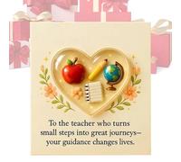 Recuerdo del profesor para apreciar | Regalos de en forma de corazón - En el semestre Regalo conmemorativo del maestro con tarjeta - Para niños escuela aula de graduación Navidad