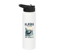 Recuerdo divertido de Alaska Is Calling & I Moose Go Stainless Steel Insulated Water Bottle