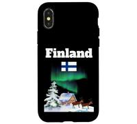 Recuerdo finlandés Aurora Boreal Reno Finlandia Viaje Bandera Carcasa para iPhone X/XS