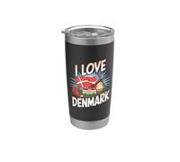 Recuerdo I Love Dinamarca Vaso térmico de acero inoxidable de doble pared