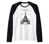 Recuerdo Minimalista de Viaje de la Torre Eiffel de París Camiseta Manga Raglan