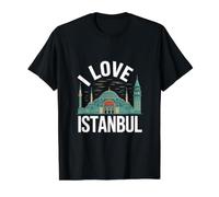 Recuerdo para entusiastas de los Viajes I Love Istanbul Camiseta gráfica económica, Hombre, Negro, L