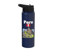 Recuerdo Perú Inca Machu Picchu Bandera Perú Montañas de los Andes Stainless Steel Insulated Water Bottle
