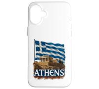 Recuerdo realista vintage de la bandera de Grecia de Atenas Carcasa para iPhone 16 Plus