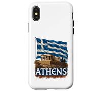 Recuerdo realista vintage de la bandera de Grecia de Atenas Carcasa para iPhone X/XS