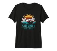 Recuerdo Retro de la Puesta de Sol de Las montañas Blue Ridge de Roanoke, Virginia Camiseta Premium