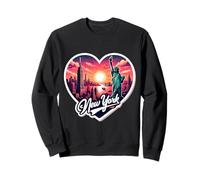 Recuerdo retro de puesta de sol con texto en forma de corazón de Nueva York para amantes de la ciudad de Nueva York Sudadera